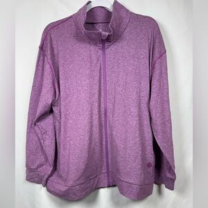 Gymwrap Heathered Knit Zip-Up Jacket W/Side Pockets Dahlia Purple Heather 1X
